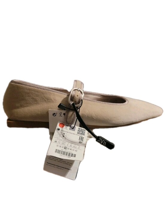 Zara Shoes - Zara Mary Jane Shoes Tan Velvet Square Toe Women's Size 7.5 NWT Quiet Luxury New